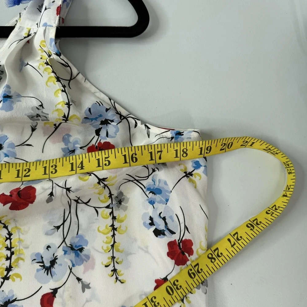 Equipment Femme Camisole Tank Womens L White Floral Silk Chiffon Lightweight